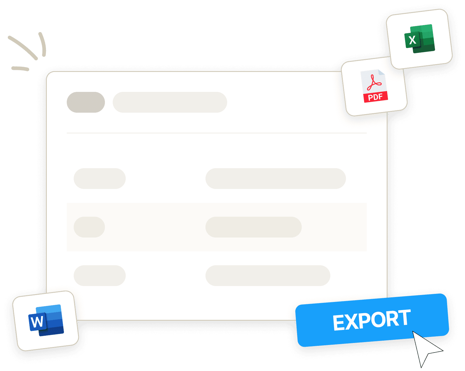 Export to Excel, PDF and Word.