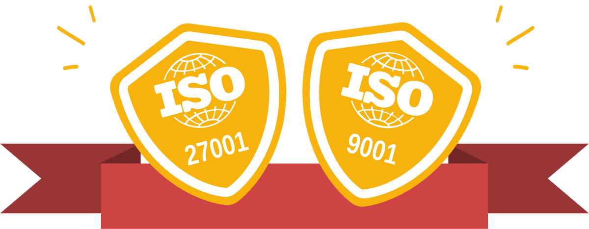 ISO 27001 and ISO 9001 certification badges